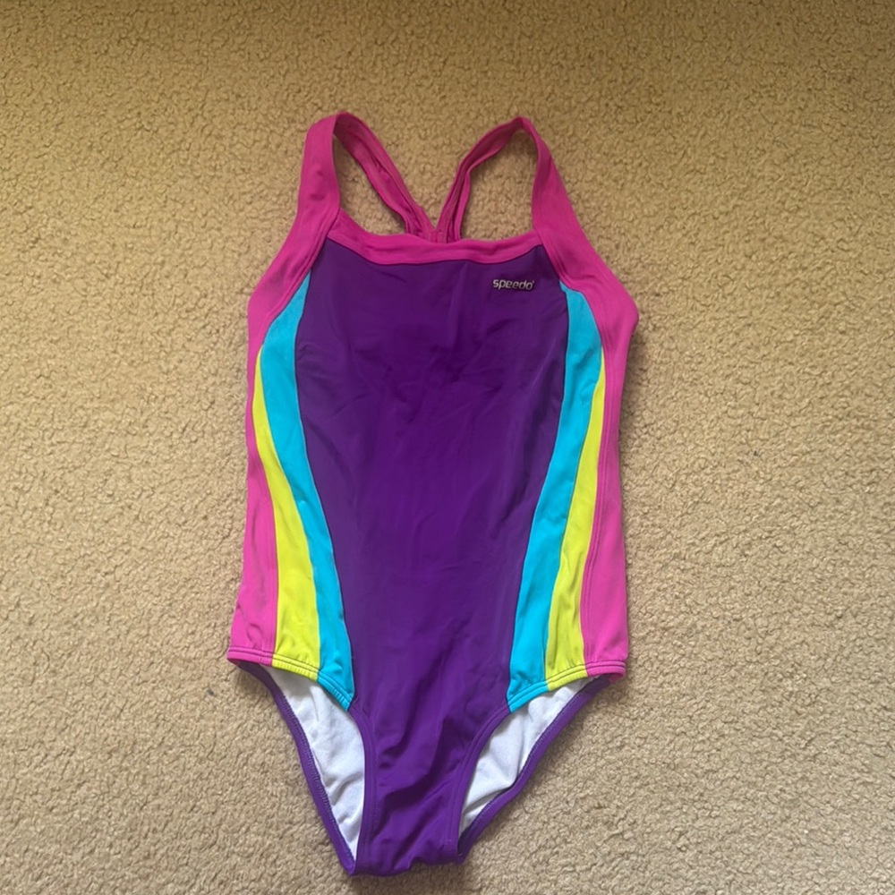 Speedo Multicolor Swimsuit with Pink, Purple, and Yellow